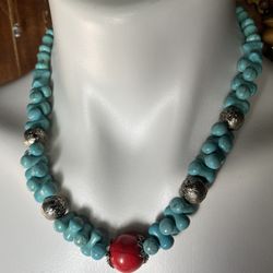Howlite Beaded Necklace 19” Long
