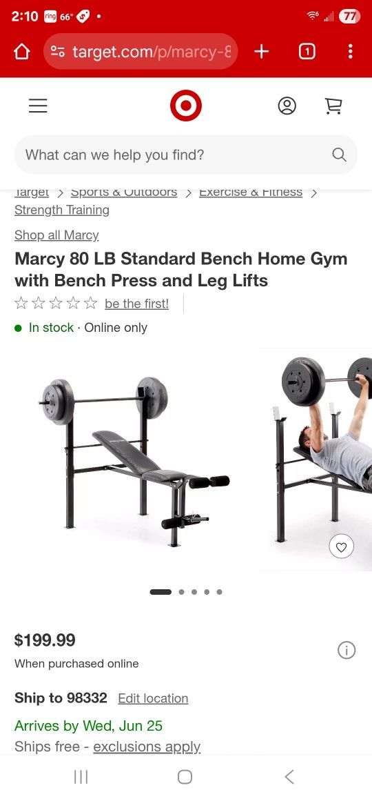 "Marcy Brand"
Weight Bench Set
- Bench
- Barbells
- Dumbells