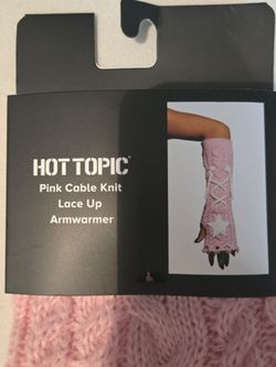 Pink knit lace arm warmer