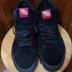 Hi top black suede vans size 8 1/2