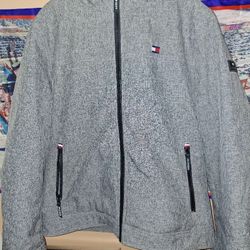 NEW Tommy Hilfiger Jacket Sz Large Water Wind Resistant Full Zip Hooded $75