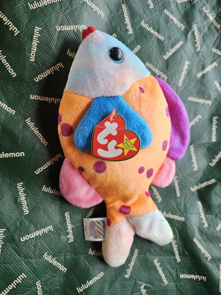 TY Beanie Baby "Lips" The Fish W/ Tag Errors & P.E . Pellets