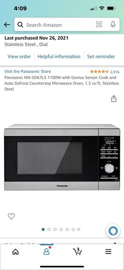 Almost NEW Panasonic Microwave 1.3 Cu Ft Stainless Steel