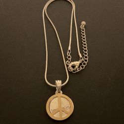 18” SilverTone Necklace With 2 Tone(Imagine/peace) Pendant 