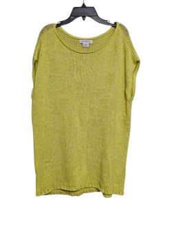 Liz Claiborne Knit Tunic Top Sweater Yellow Stretch Cap Sleeve Boho SIZE XL