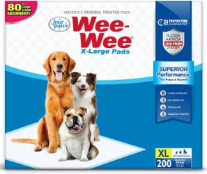 Wee-Wee Pads Superior Performance with Runoff Edge Guard Dog Pee Pads, X-Large: 28 x 34-in, 200 count