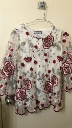 Floral Embroidered Sheer Blouse
