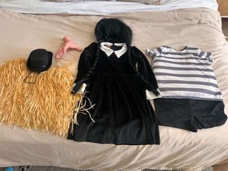 Halloween Costume Bundle – Wednesday Addams, Pugsley, Cousin It & Thing