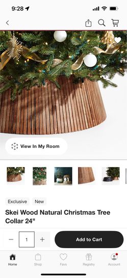 Crate And Barrel Wooden Slat Christmas Tree Collar New