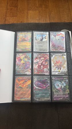 Pokemon binder(WHITE FLARE) with a lot of EX, V, VMAX, FULL ARTS, MEGAS EXC…