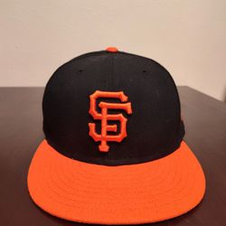 San Francisco Giants Baseball Hat-Size 7.5New Era-59Fifty-Black with Orange Bill