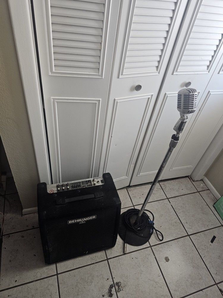 Shure Microphone and Behringer Combo AMP