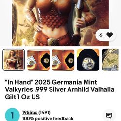 "In Hand" 2025 Germania Mint Valkyries .999 Silver Arnhild Valhalla Gilt 1 Oz US