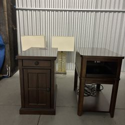 Wooden Side Tables w/ outlets