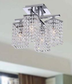 Silvia 12.4 in. Wide 4-Light Chrome and Crystal Flush Mount