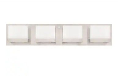 24 in. 4-Light Brushed Nickel LED 5CCT Vanity Light~NEW~ w Battery and Sensor Operated Night Light