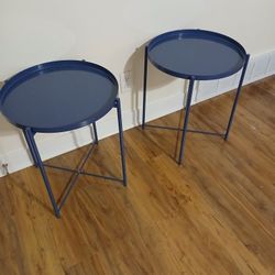 IKEA End Tables (Metal/Blue Colored) With  Lamps. New Condition.  $30 for the pair. 