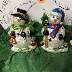 Snowman  Votive   Candle Lot Of 2 New !!