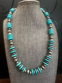 Turquoise Howlite Bead Statement Necklace - Women Jewelry