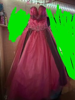 Pink Beaded Ball Gown Formal Dress size 10