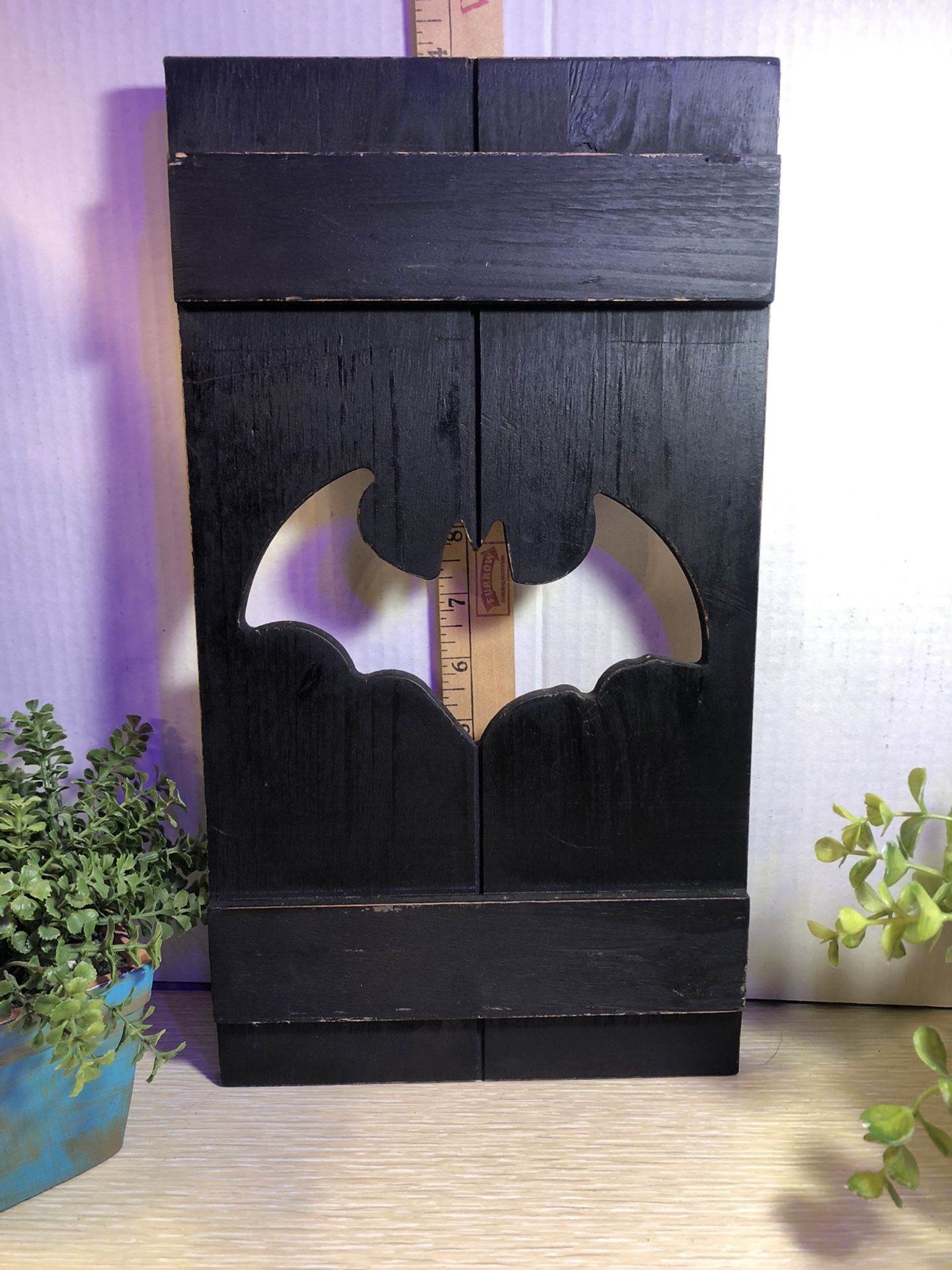 Black Wood Bat Cut Out Halloween Wall Hanging 