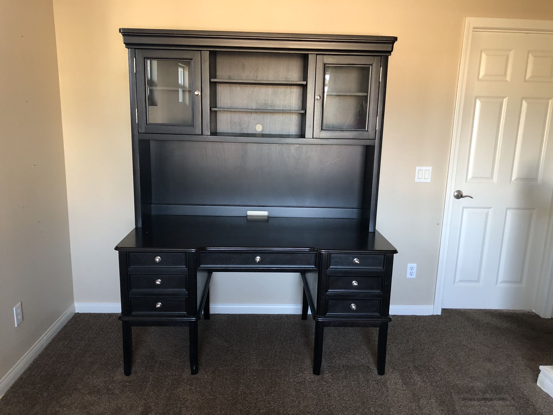 Black Executive 5 Drawer Desk with credenza $200