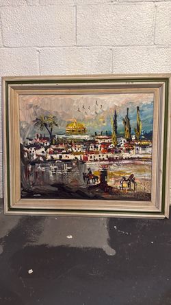 Framed Original Oil Painting Cityscape
