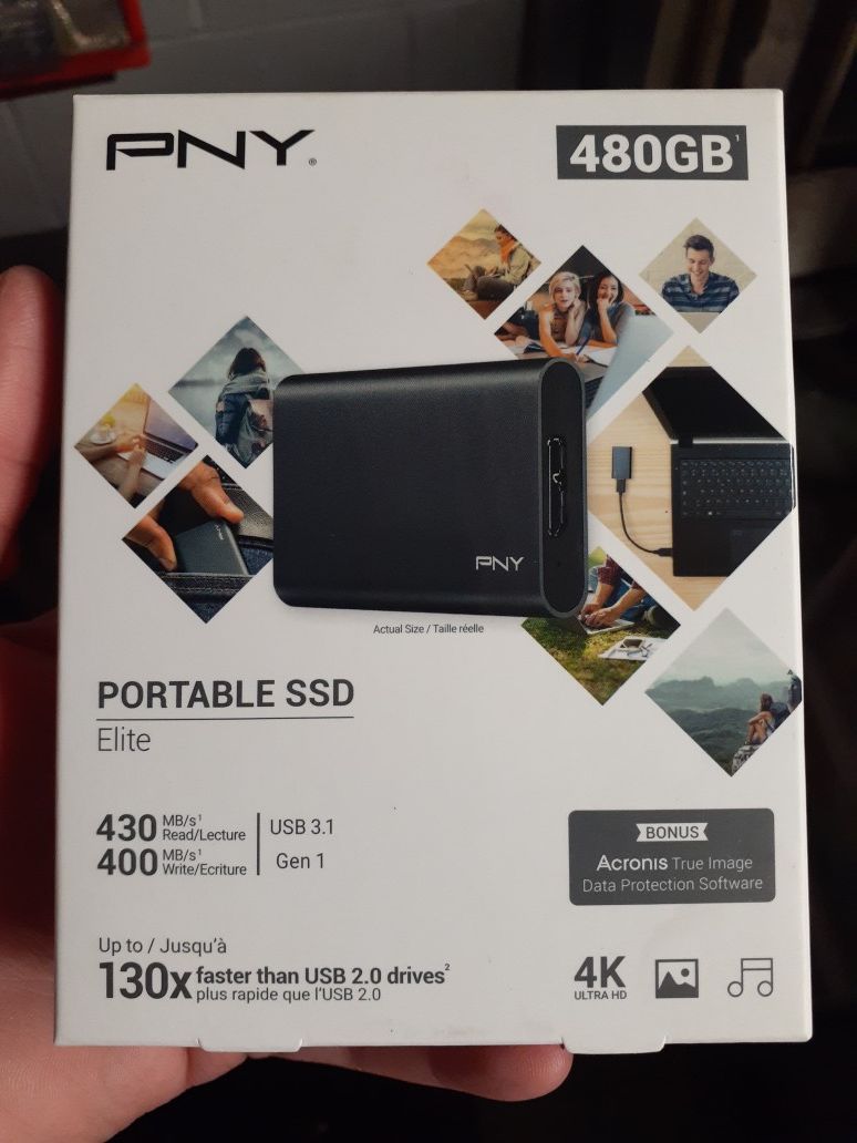 NIB PNY TECHNOLOGIES 480GB ELITE PORTABLE SSD