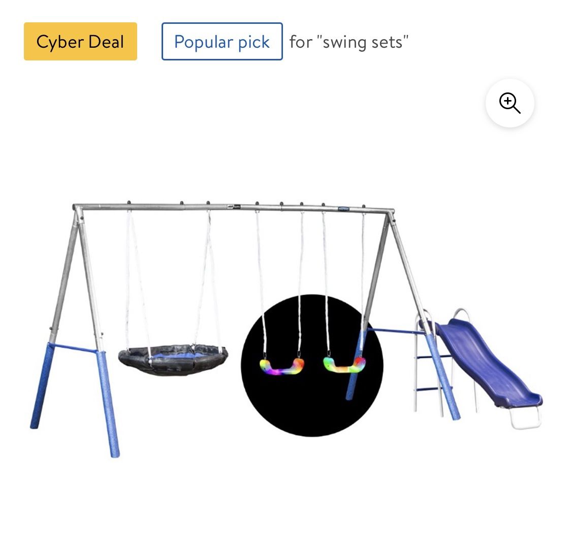 BRAND NEW METAL SWING & SLIDE SET W/LED SEATS FOR $165! REGULAR PRICE $250/CYBER DEAL PRICE $189! 