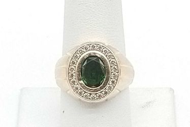 14k Yellow Gold 6.6 Grams Diamonds & Emerald Mens Ring Size 7.5 Jr1225pzxmia