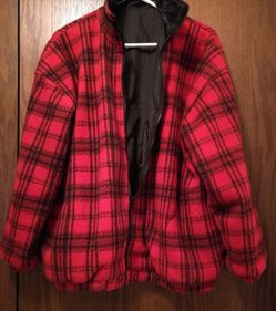 Reversible Plaid/Black Jacket Men's Medium