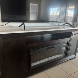 Avalon Media Console With Fireplace 83” x 18” x 36”