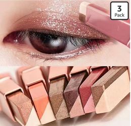 6 Color Eyeshadow Stick Set, Portable Two Tone Eyeshadow Gradient Stick Glitter Gradient Eye shadow Waterproof Eye shadow Pen for Eye Make Up Tool (3 