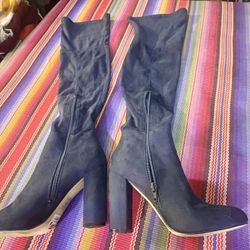 ALDO Blue Suede Over the Knee Boo Size 6