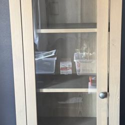 2 Hemnes rare light brown/gray glass cabinets