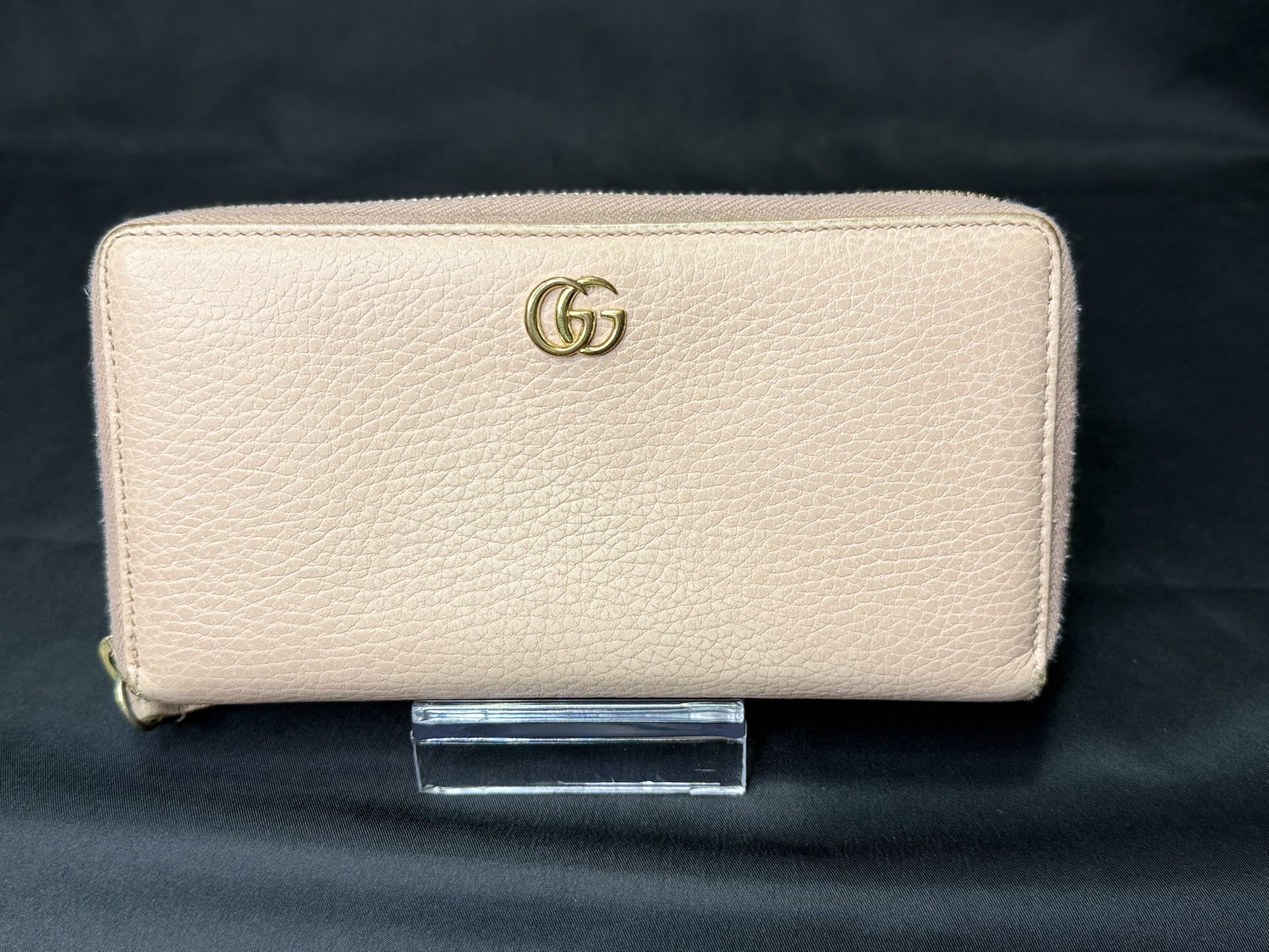 Gucci Authentic Accessories Wallet Round Zipper Women's GG Marmont Leather