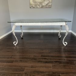 Beautiful Scalloped Glass And Metal Dining Room Table