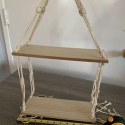 2 Tier Hanging Shelf With Macramae 