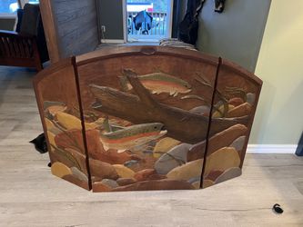 Beautiful Montana Fish Decorative Wood Fire Place Cover
