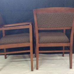 (2) Black Vine Print On Brown Fabric National Admire Office Chair