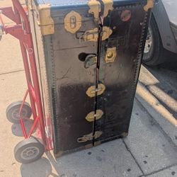 1920s Antique Wardrobe Steamer Trunk 