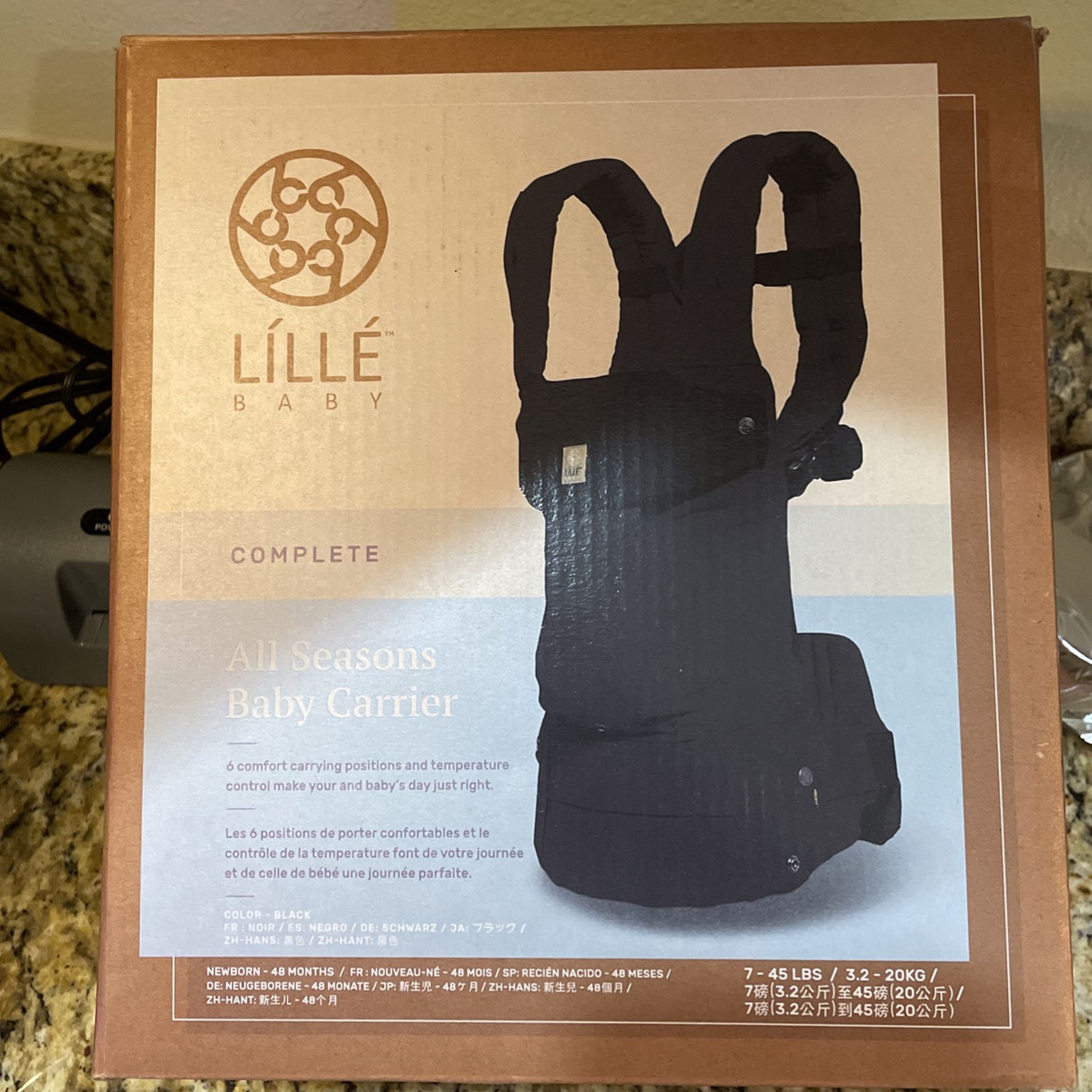 LILLE Complete All Seasons Baby Carrier Black 6 Positions 7-45 Pounds