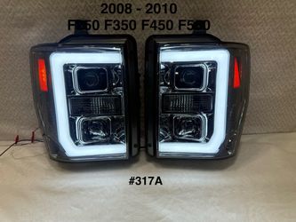 2008 TO 2010 Ford F250 F350 F450 LED DRL Projector Headlights - Smoked
