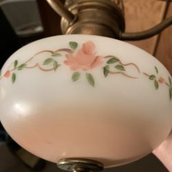 Chandelier vintage antique hand painted glass dome circa 1920