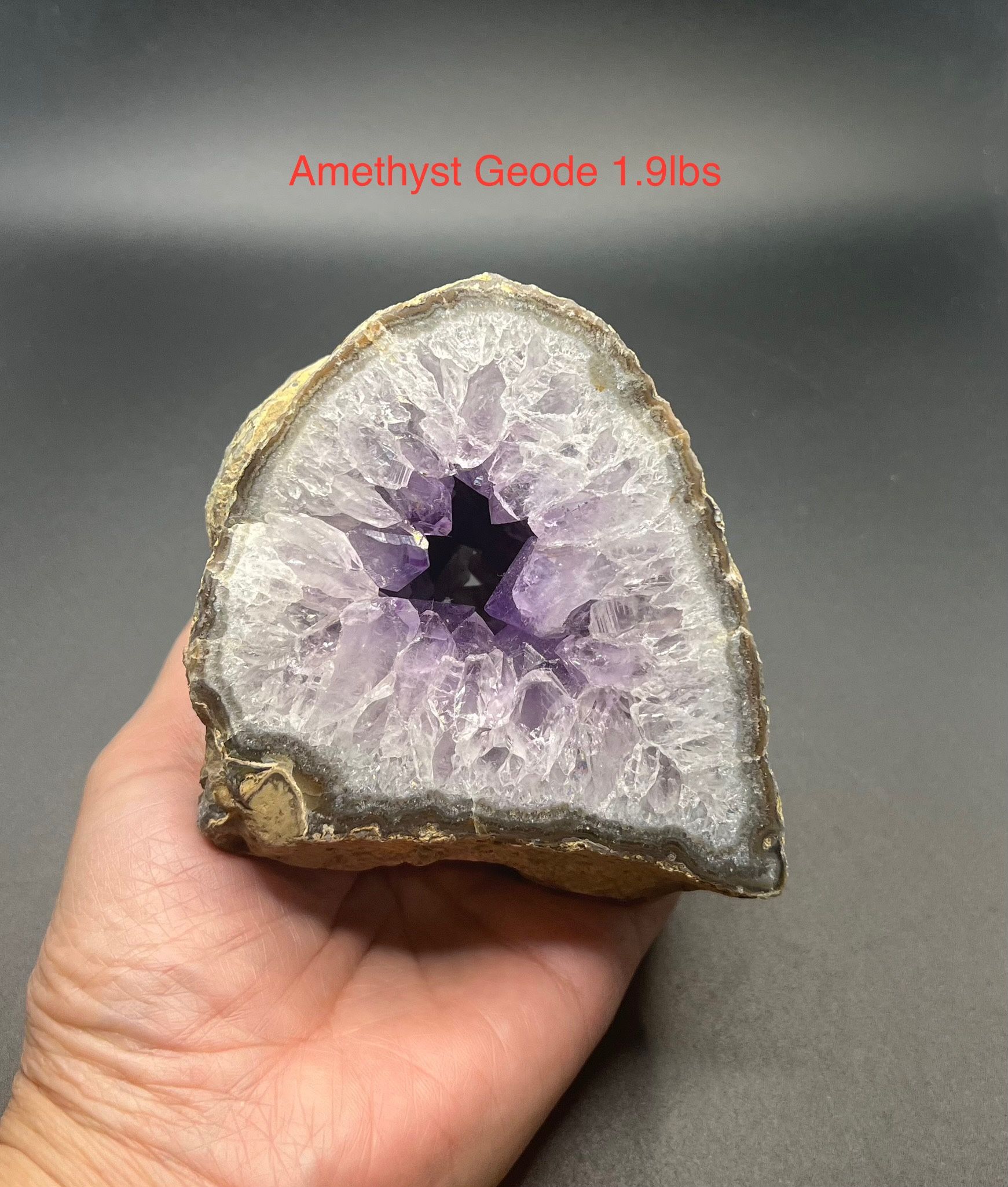 Amethyst Genuine Crystal Free Standing Geode 1.9lbs