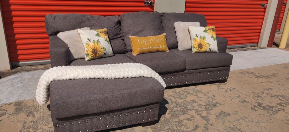 Studded Grey Sectional Couch Free Delivery