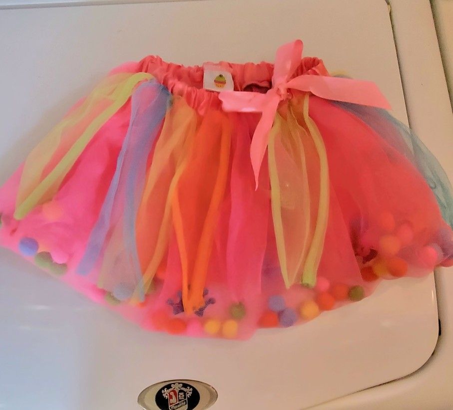 Girls Tutu Pom Pom Cupcake Skirt
