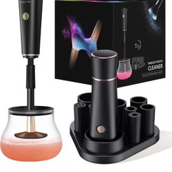 Makeup Brush Cleaner and Dryer Machine, Electric Cosmetic Automatic Brush Spinner with 8 Size Rubber Collars, Wash and Dry in Seconds, Deep Cosmetic B