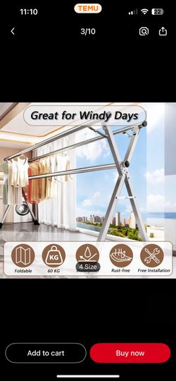 Folding Clothes Drying Rack Indoor Outdoor