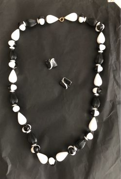 Black/white necklace and earrings set. & dark golden beads rope necklace. All $10